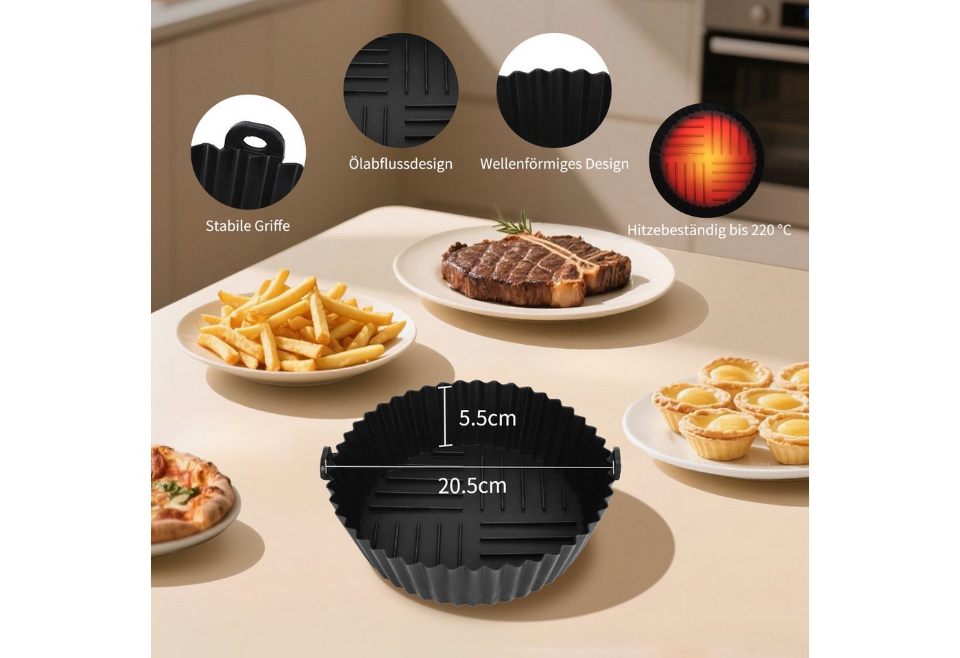 Aigostar Heißluftfritteuse 7L 7-in-1 Airfryer, 90% weniger Fett, 1900,00 W, Temperatursteuerung (80 - 200 °C), 1 - 60 Mins Timer, Memory-Funktion – Bild 2 von 5