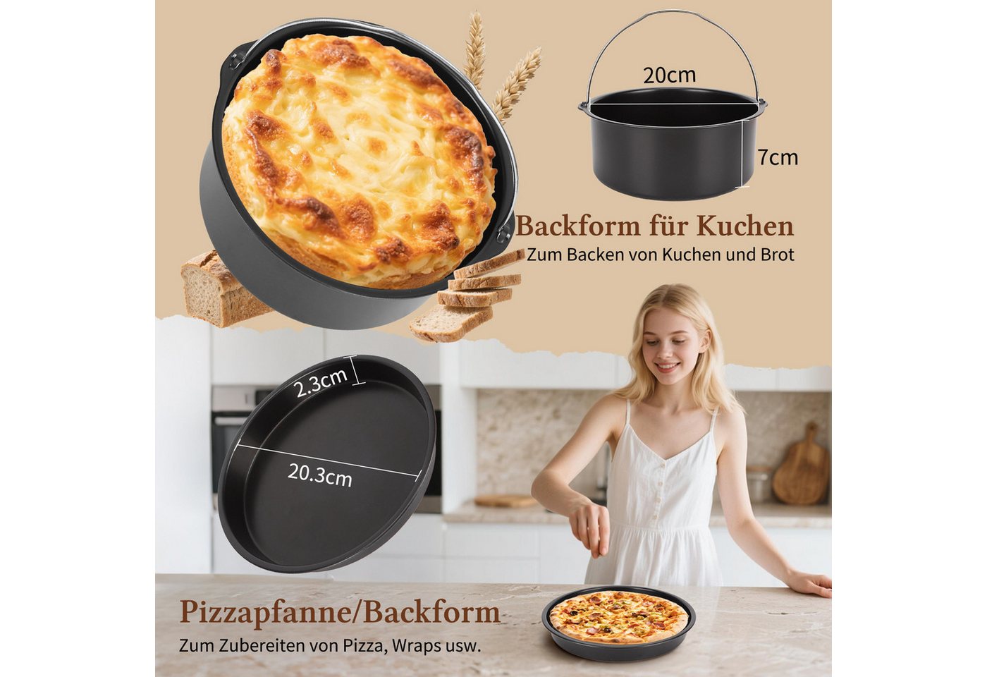 Aigostar Heißluftfritteuse 7L 7-in-1 Airfryer, 90% weniger Fett, 1900,00 W, Temperatursteuerung (80 - 200 °C), 1 - 60 Mins Timer, Memory-Funktion – Bild 3 von 5