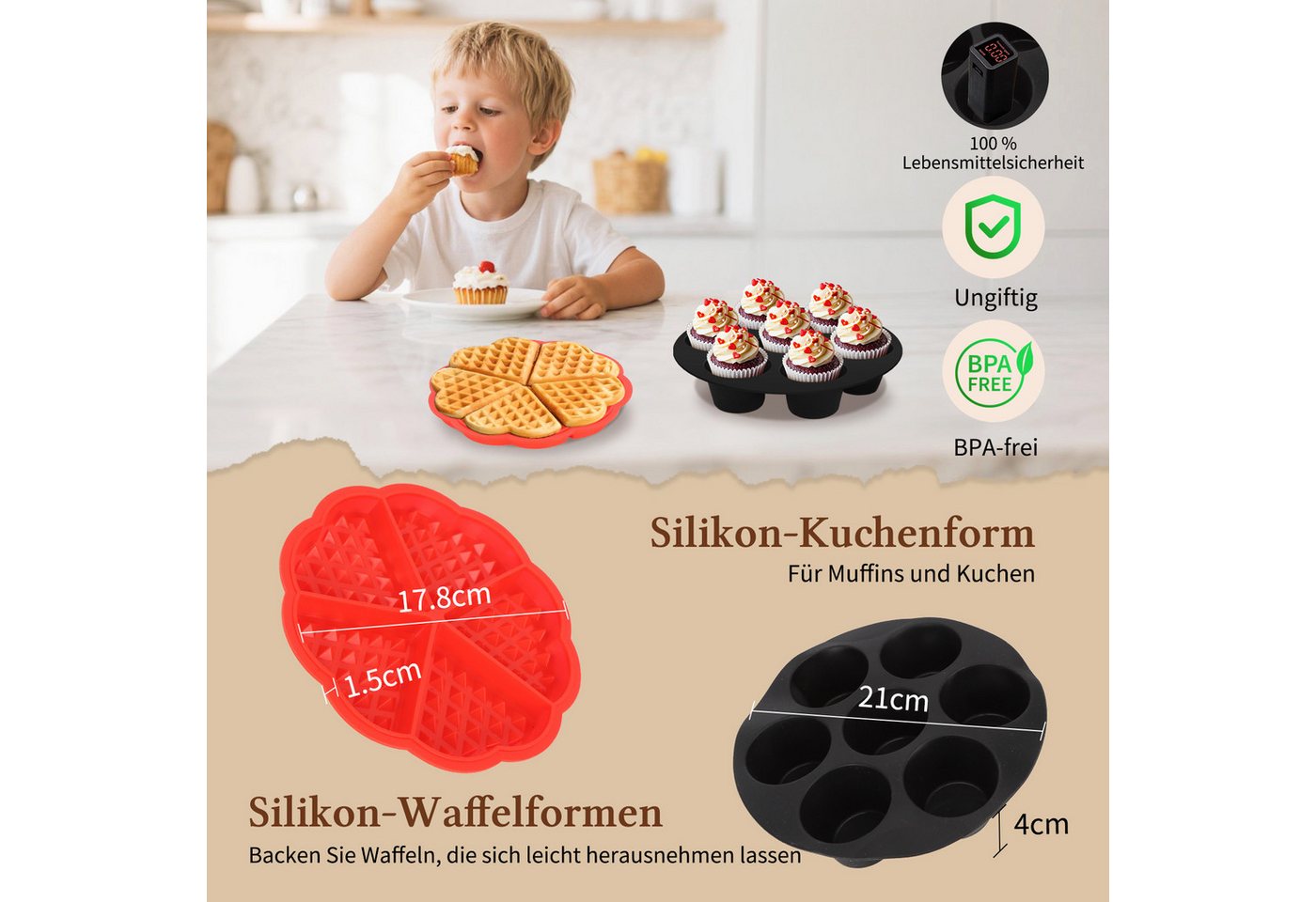 Aigostar Heißluftfritteuse 7L 7-in-1 Airfryer, 90% weniger Fett, 1900,00 W, Temperatursteuerung (80 - 200 °C), 1 - 60 Mins Timer, Memory-Funktion – Bild 4 von 5