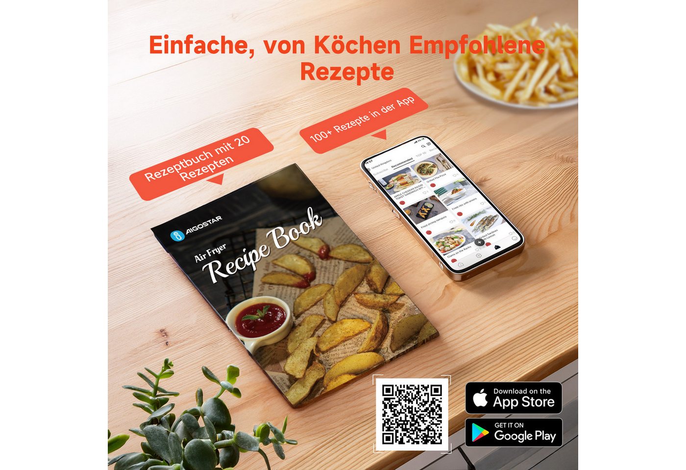 Aigostar Heißluftfritteuse 7L 7-in-1 Airfryer, 90% weniger Fett, 1900,00 W, Temperatursteuerung (80 - 200 °C), 1 - 60 Mins Timer, Memory-Funktion – Bild 3 von 5
