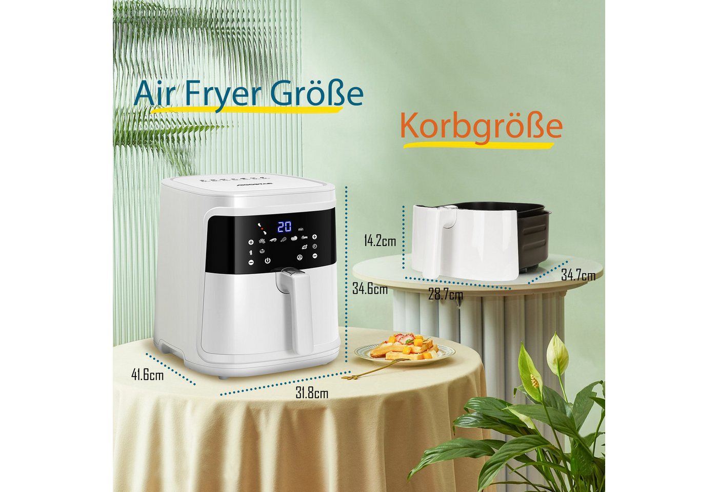 Aigostar Heißluftfritteuse 7L 7-in-1 Airfryer, 90% weniger Fett, 1900,00 W, Temperatursteuerung (80 - 200 °C), 1 - 60 Mins Timer, Memory-Funktion – Bild 5 von 5