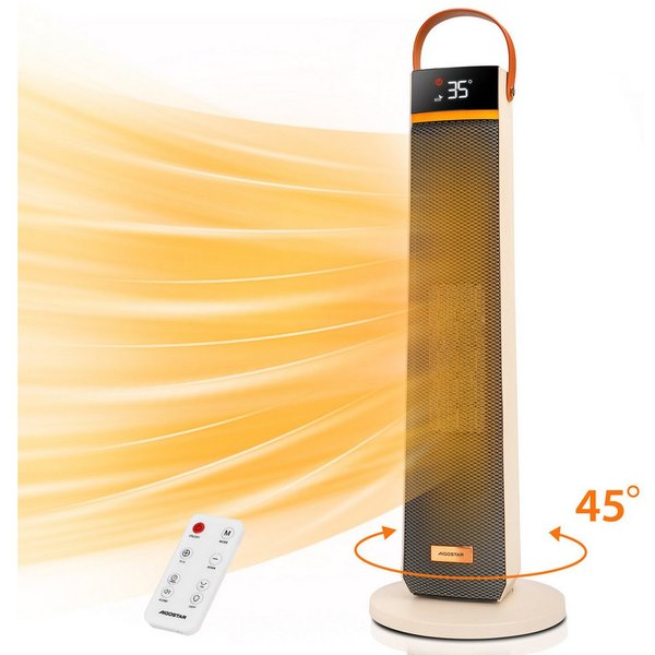 Aigostar Heizlüfter 2000W PTC Keramik Heizlüfter, Energiesparend, Fernbedienung, 24H, Weiß