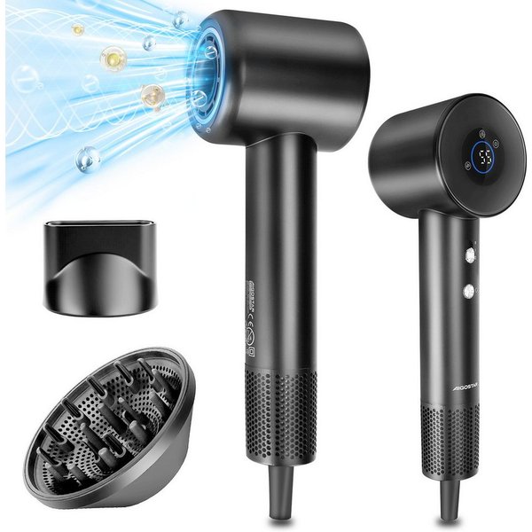 Aigostar Ionic-Haartrockner 110.000 U/min, 400 Millionen Negativ Ionen Föhn mit Diffusor, 1600 W, 110.000 U/min, Magnetischer Diffusor & Düse, Schnelltrocknung
