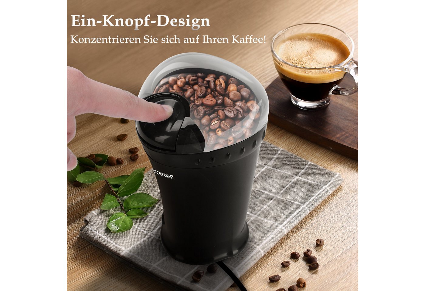 Aigostar Kaffeemaschine mit Mahlwerk, Korbfilter, Kaffeemaschine mit Thermobecher, 24h-Timer, AutoClean-Funktion – Bild 4 von 5
