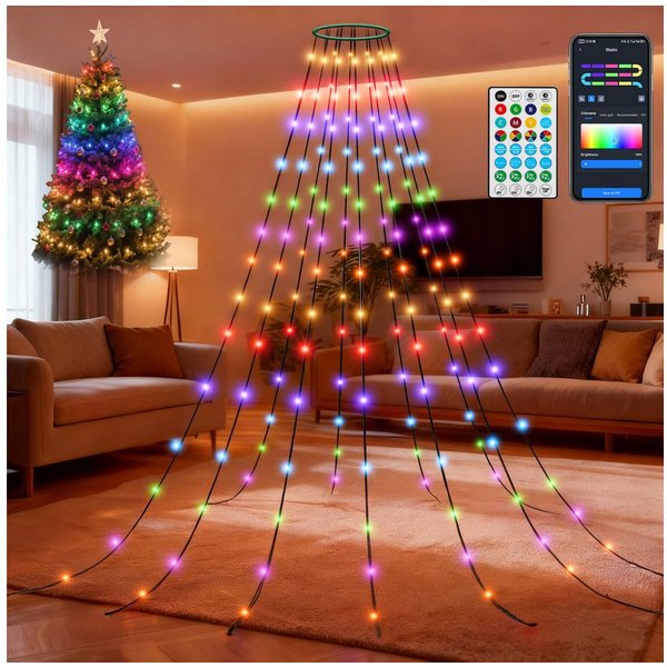 Aigostar LED-Baummantel RGBIC Smart Lichterkette mit Ring
