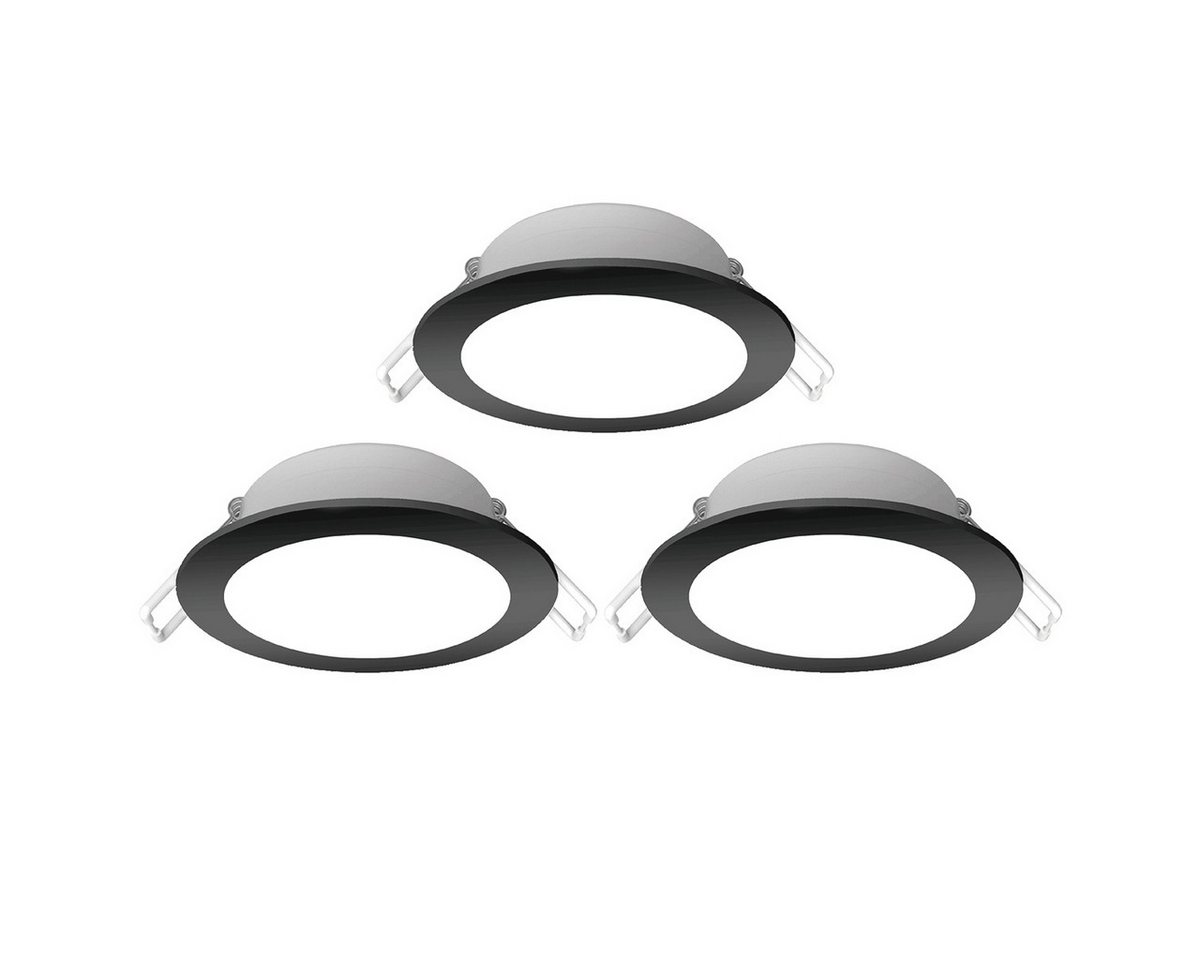 Aigostar LED Einbauleuchte 3er Set 4.8W LED Einbauspot Einbaustrahler Spot schwarz weiß IP65, 3er Set, 4.8w 520 Lumen, Warmweiß, Rahmenfarbe Schwarz, Lochmaß 68 – Bild 2 von 5