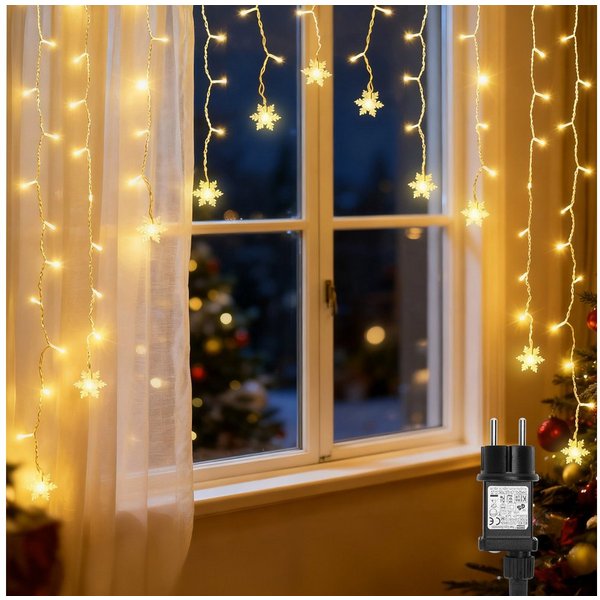 Aigostar LED-Lichterkette Lichtervorhang, 3M + 1.5x1.2M, 82 LEDs, Lichterketten Vorhang Innen