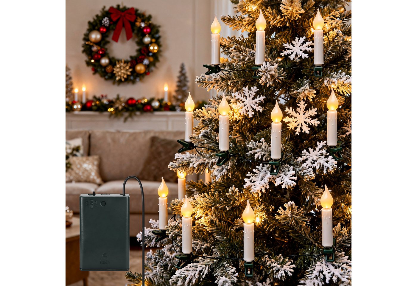 Aigostar LED-Lichtervorhang Lichterkerzen Weihnachtsbaum 5M- 25 Weihnachtsbaumkerzen mit Clip, 8 Modi – Bild 2 von 5