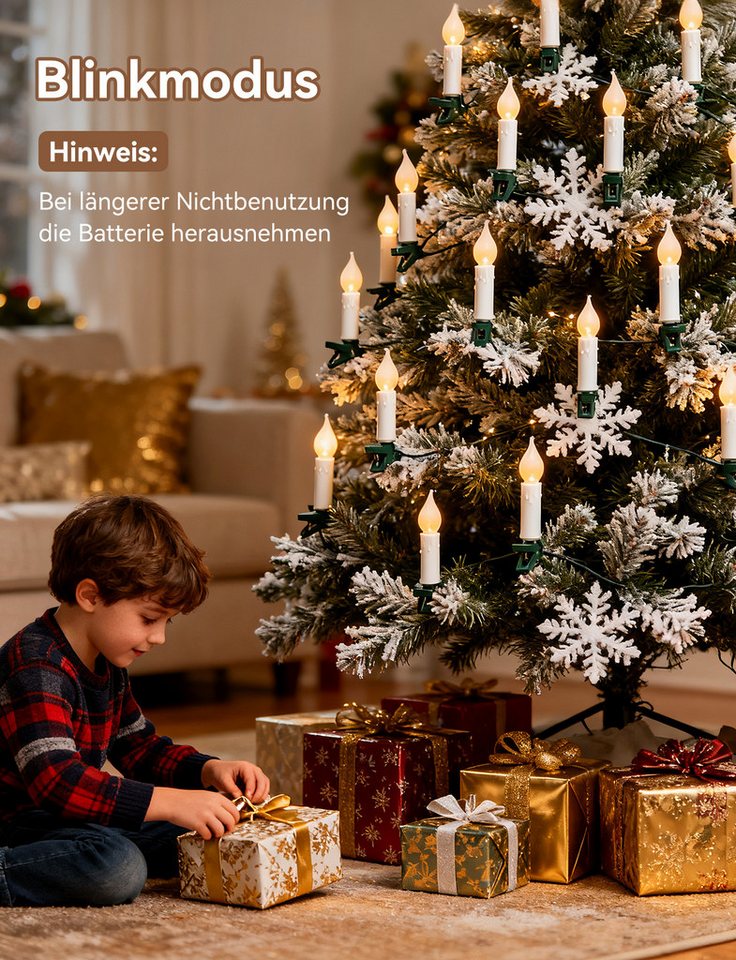 Aigostar LED-Lichtervorhang Lichterkerzen Weihnachtsbaum 5M- 25 Weihnachtsbaumkerzen mit Clip, 8 Modi – Bild 5 von 5