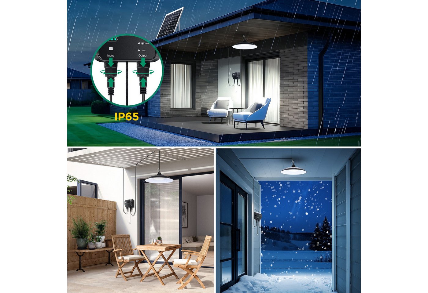 Aigostar LED Solarleuchte Solar-hängeleuchte,8 m Kabel,Solarlampen für außen hängend,IP65, Zugschnur, LED fest integriert, ohne Leuchtmittel, KaltweiBes Licht – Bild 5 von 5