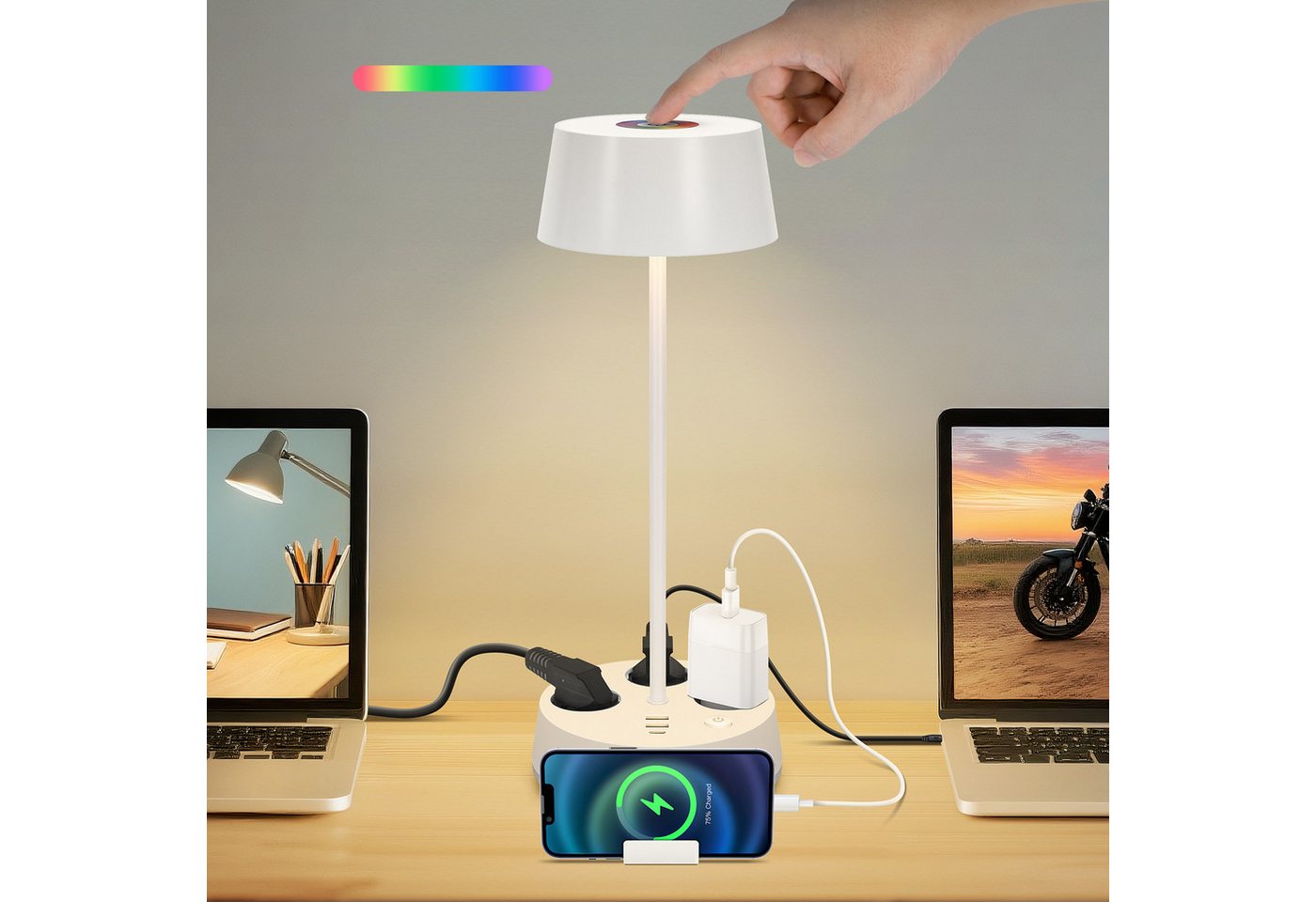 Aigostar Steckdosenleuchte mit usb & typ-c, 3 Farbtemperaturen, RGB, einstellbare Helligkeit – Bild 5 von 5