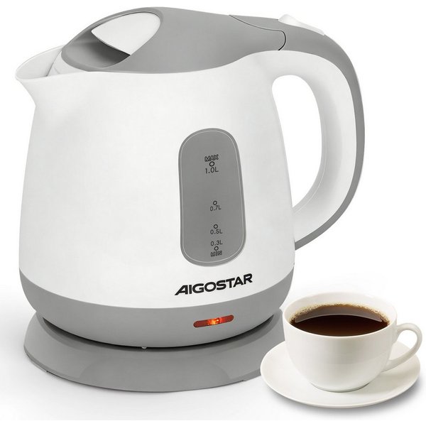 Aigostar Wasserkocher Mini Wasserkocher Klein 1L, Reisewasserkocher mit Abnehmbarer Filter, 1 l, 1100,00 W, BPA-Frei, Niedriger Stromverbrauch, Kompakt & Leicht