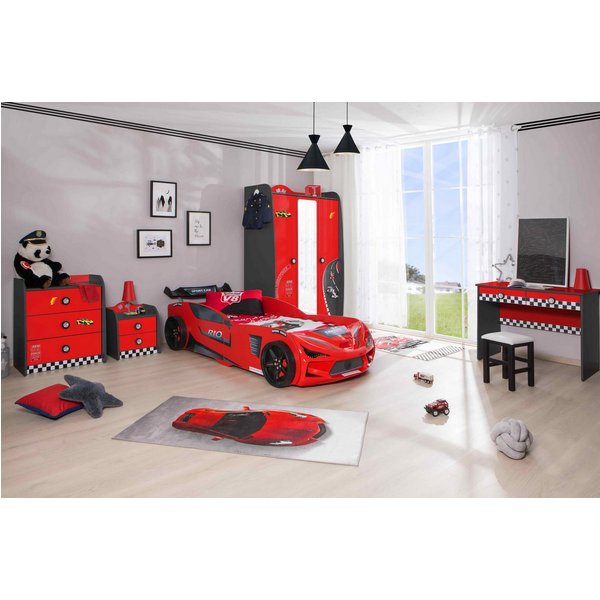Aileenstore Jugendzimmer-Set Rio, (5-tlg., 5 teilig), Komplettset 5 teilig mit Autobett Rio, LED, Spoiler, Softclose