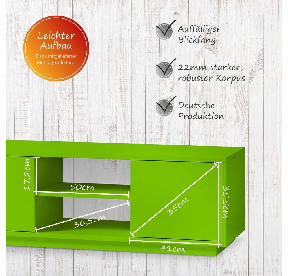Aileenstore Lowboard Eyecatcher, Breite 140 cm, HiFi Kommode – Bild 5 von 5