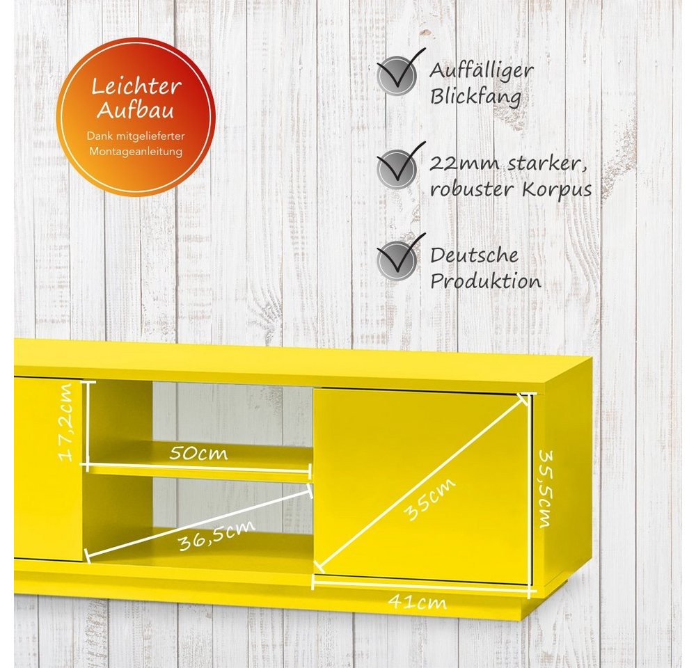 Aileenstore Lowboard Eyecatcher, Breite 140 cm, HiFi Kommode – Bild 5 von 5