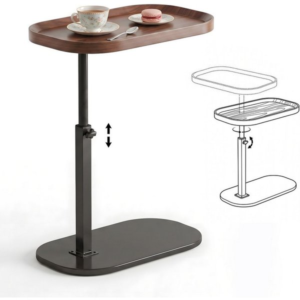 AIMAX Beistelltisch Sofatisch C Form Höhenverstellbar 360° Drehbarer Beistelltisch 45*30CM (Modern Mobiler Kaffeetisch Holz Couchtisch Side Table Nachttisch, 1-