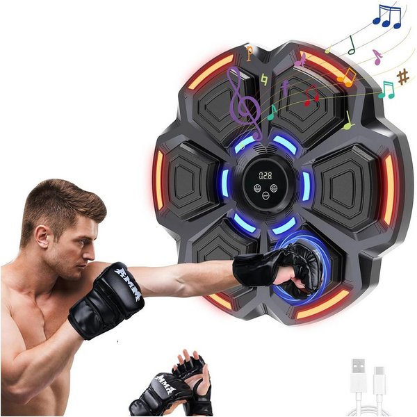 AIMAX Boxsack Boxstation Boxmaschine Wand Music Boxing Machine mit Boxhandschuhen (Handmuskeltrainer Sportgeräte mit 9 Geschwindigkeitsmodi und Zählmodus, 1-tlg