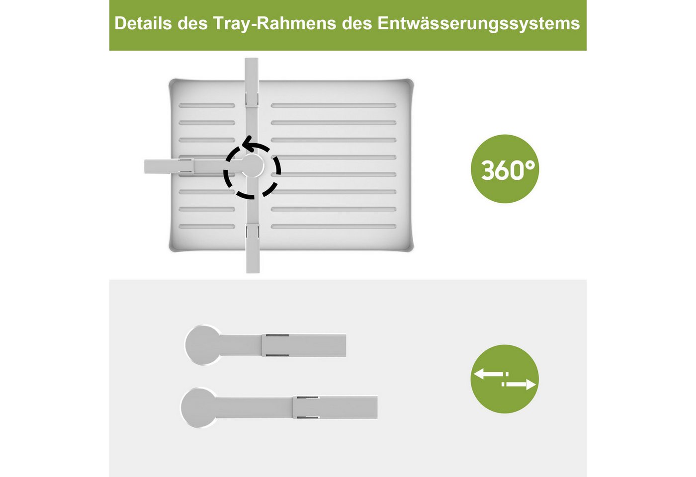 AIMAX Geschirrständer 2-stufiger Geschirrständer mit Abtropfschale & Matte, Zubehör für Geschirrabtropfgestell Küche, Edelstahl Abtropfgestell Küche, platzspare – Bild 4 von 5
