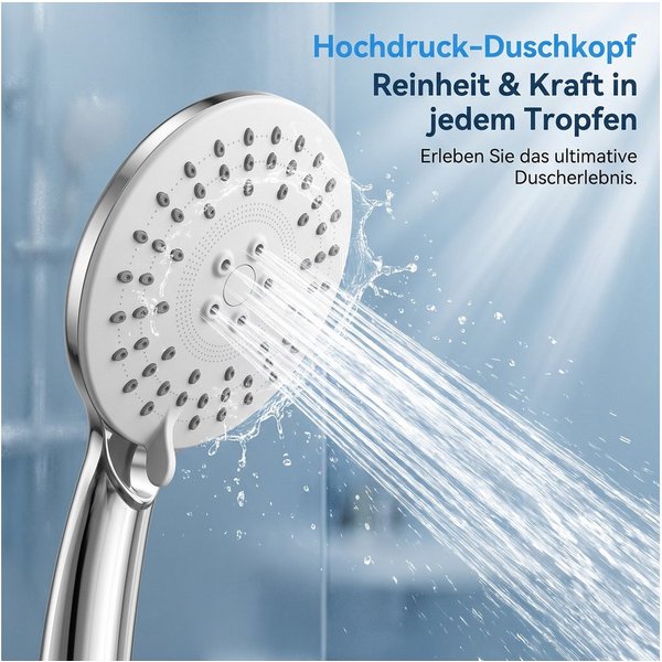 AIMAX Handbrause Hochdruck Handbrause mit 3 Strahlarten Antikalk G1/2
