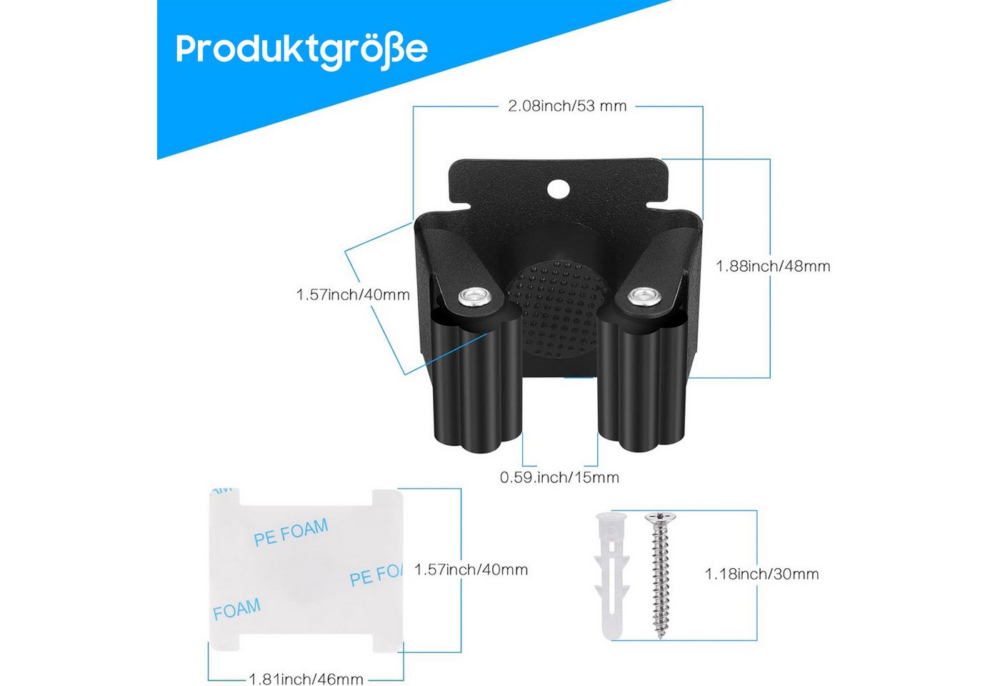 AIMAX Klemmhalter Gerätehalter, Gartengerätehalter Wand Edelstahl Klemmhalter, 12-tlg., Edelstahl Wandhalterung für Wischmopp, Besen, Schaufel – Bild 3 von 5
