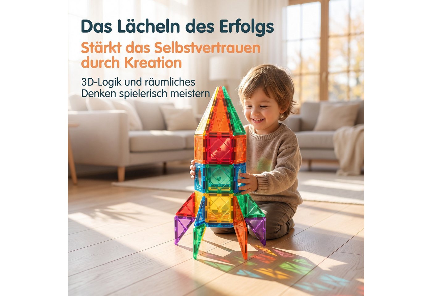AIMAX Magnetbausteine 58 Teile, STEM Konstruktionsspielzeug Kinder Magnetspielbausteine, (58 St), STEM Montessori Bausteine, Kreatives Denken – Bild 5 von 5