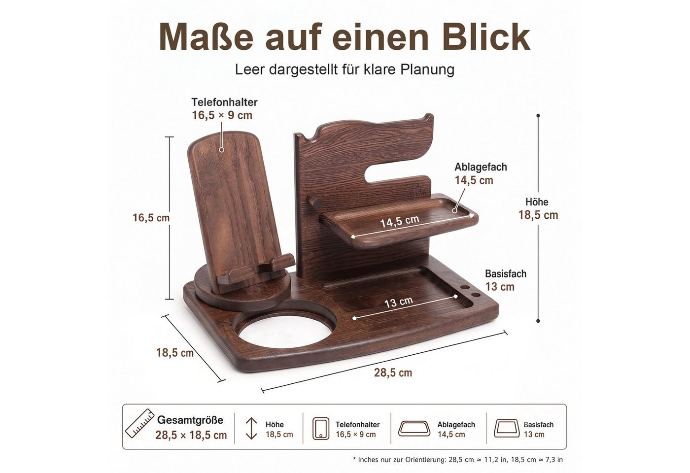 AIMAX Organizer Drehung Handy-Halterung, Holz Telefon Dockingstation, Büro organizer (Ladestation Schreibtischaufsatz, Bürobedarf, Büro Gadgets Tischaufsatz, 1  – Bild 2 von 5