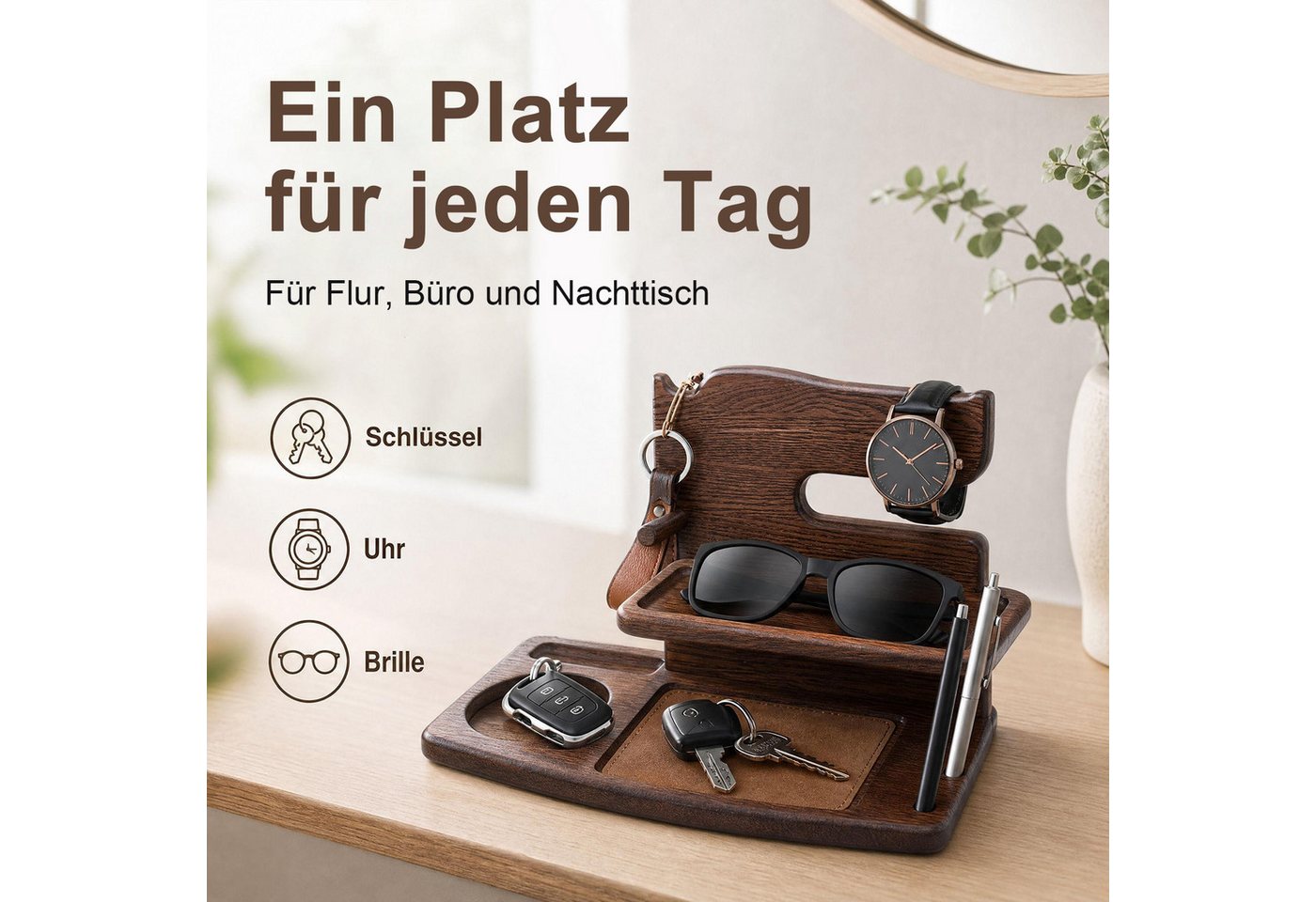 AIMAX Organizer Drehung Handy-Halterung, Holz Telefon Dockingstation, Büro organizer (Ladestation Schreibtischaufsatz, Bürobedarf, Büro Gadgets Tischaufsatz, 1  – Bild 5 von 5