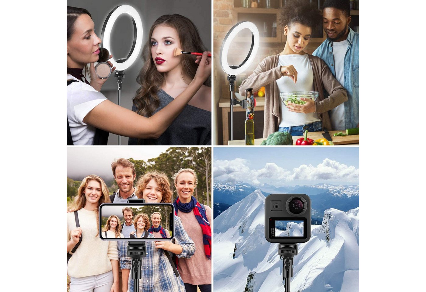 AIMAX Ringlicht 10 Zoll LED Ringlicht mit Stativ, Dimmbar 3 Lichtmodi 11 Helligkeiten, Handy & Tablet-Halter, Bluetooth Fernauslöser, Streaming und Make-up – Bild 3 von 5