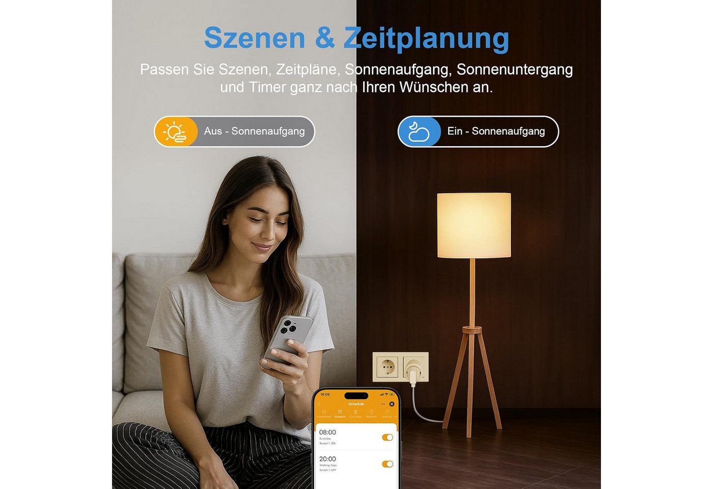 AIMAX WLAN-Steckdose WLAN Steckdose mit Strommessung Smart Plug Alexa 16A – Bild 4 von 5