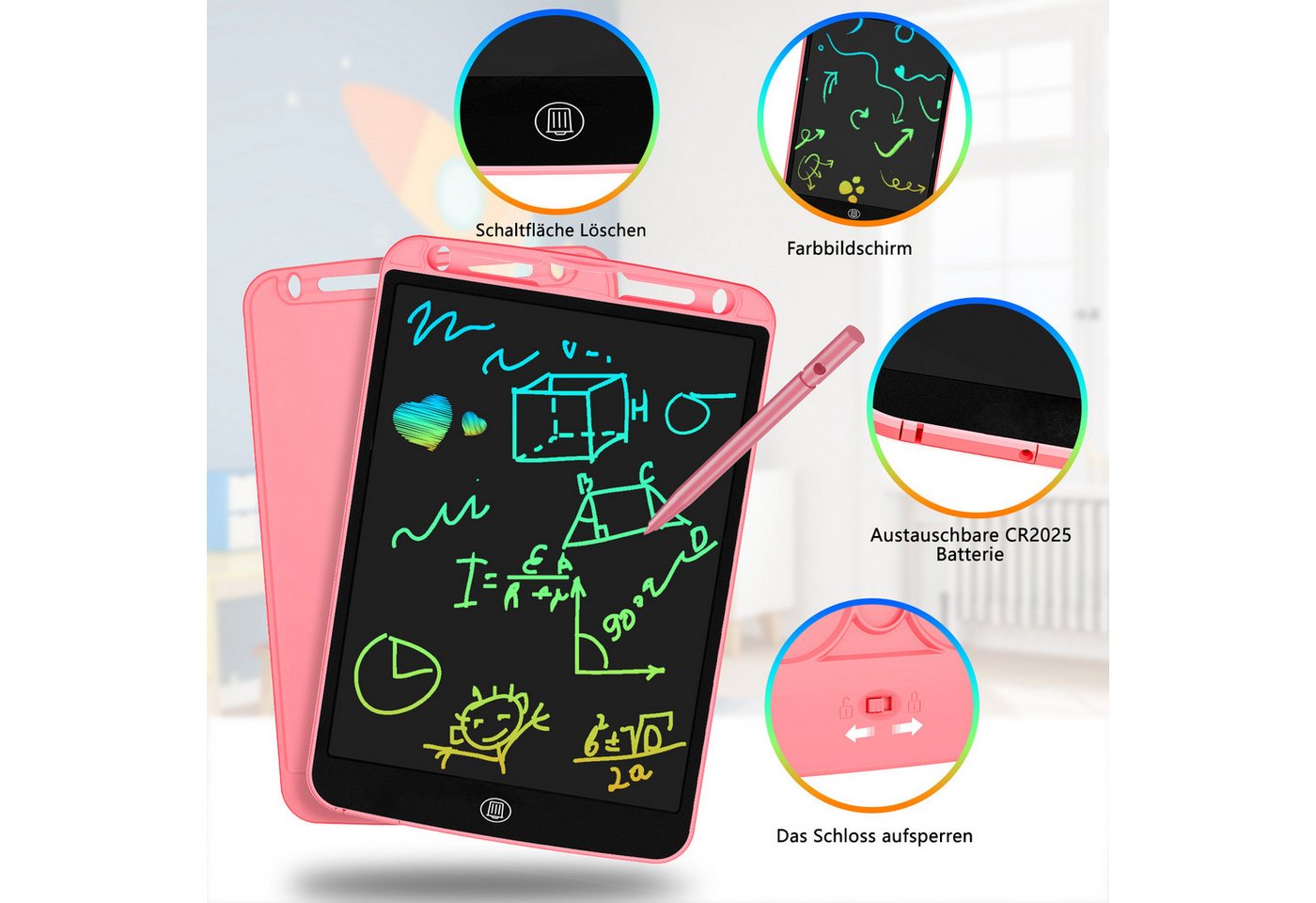 AIMAX Zaubertafel 1 Stück 8,5 Zoll LCD Schreibtafel Kinder Maltafel Drawing Tablet, Digital Notepad Flugzeug für Jungen und Mädchen – Bild 2 von 5