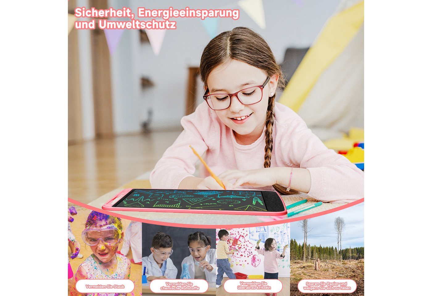 AIMAX Zaubertafel 1 Stück 8,5 Zoll LCD Schreibtafel Kinder Maltafel Drawing Tablet, Digital Notepad Flugzeug für Jungen und Mädchen – Bild 5 von 5