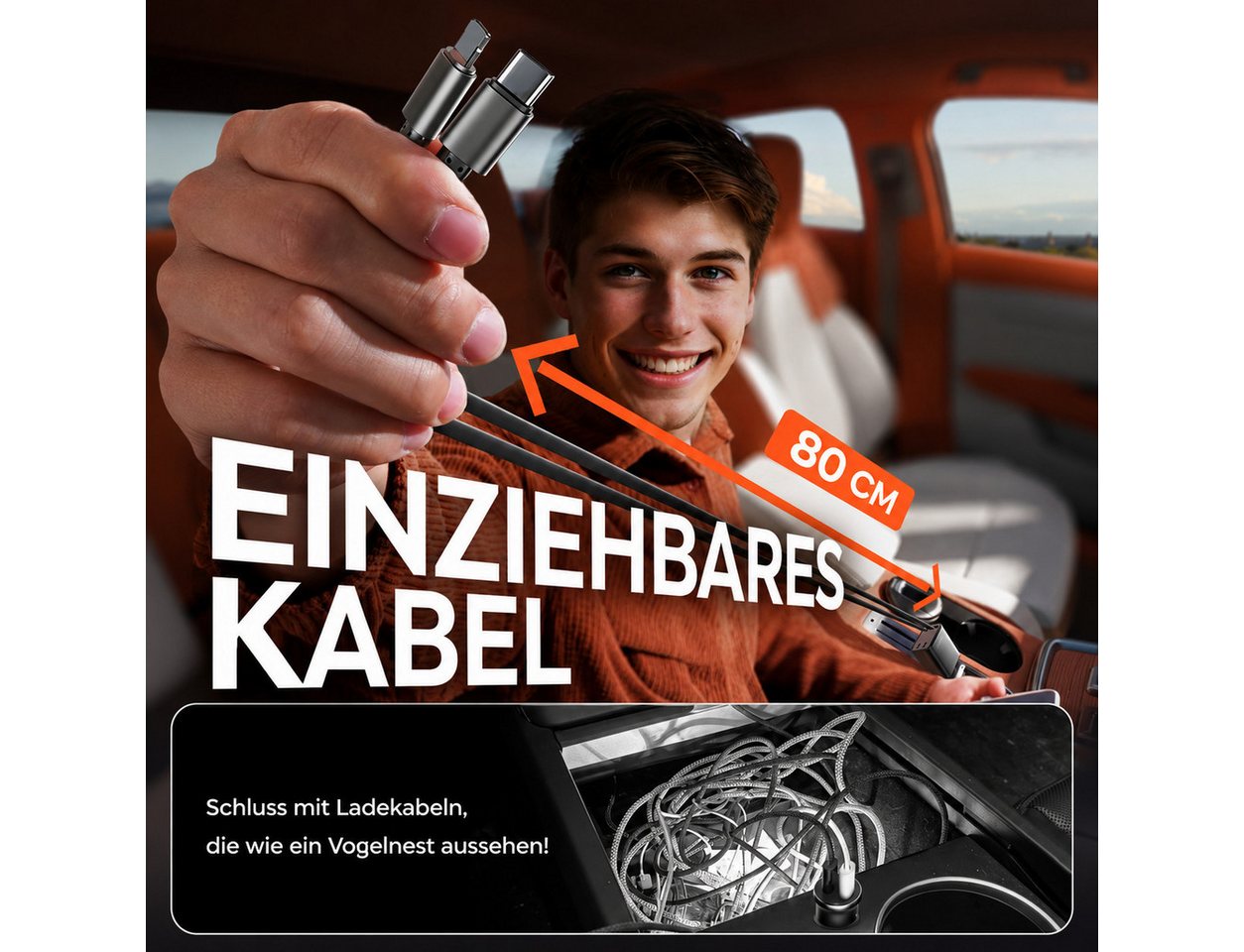 AIMAX Zigarettenanzünder USB C Auto Ladegerät 4in1, 30W, Grau KFZ-Netzteil (Handy KFZ Ladegerät, KFZ USB C Adapter und Auto Schnellladegerät) – Bild 2 von 5