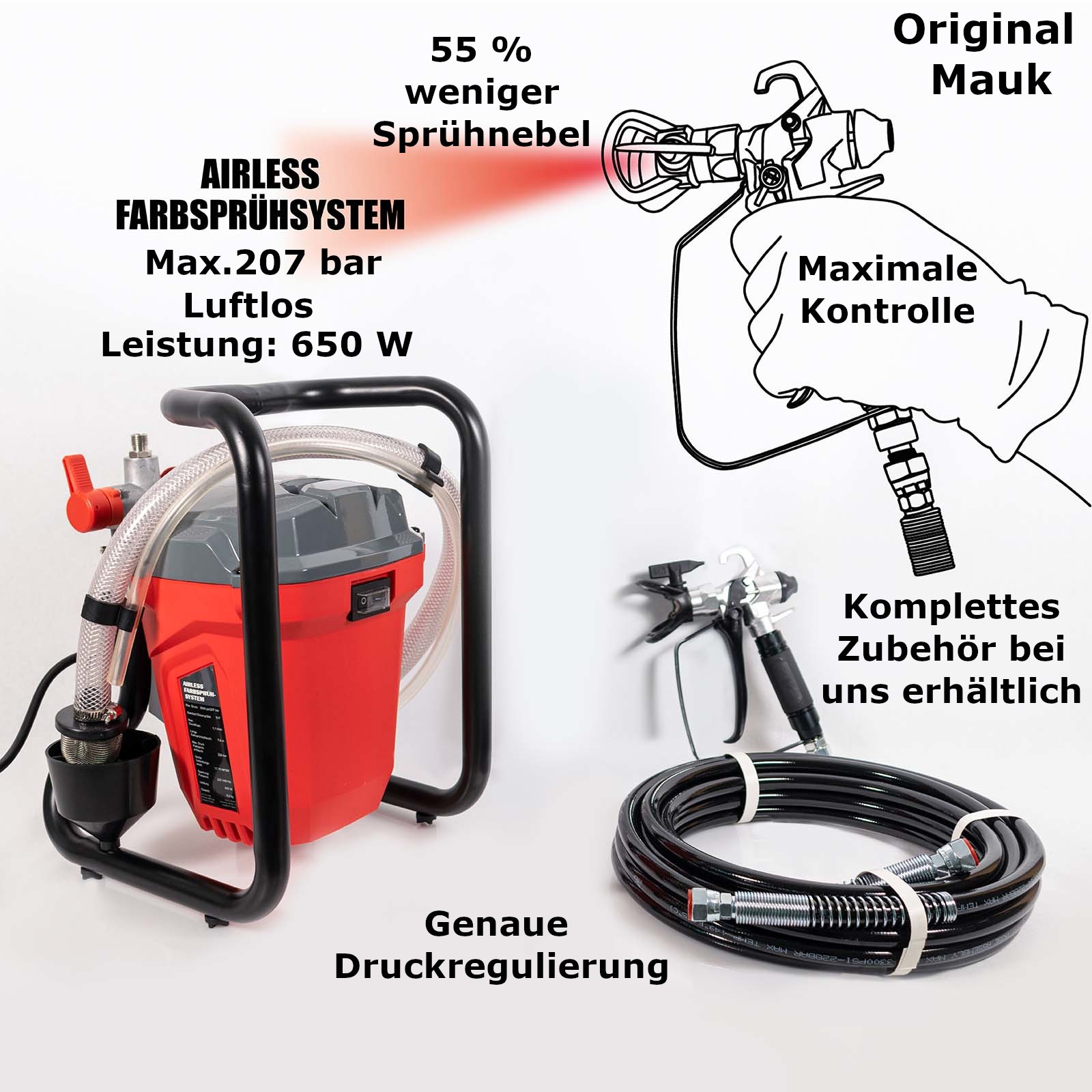 Airless Farbsprühsystem Mauk Sprühgerät Sprayer Farbspritze Wandfarben Lacke