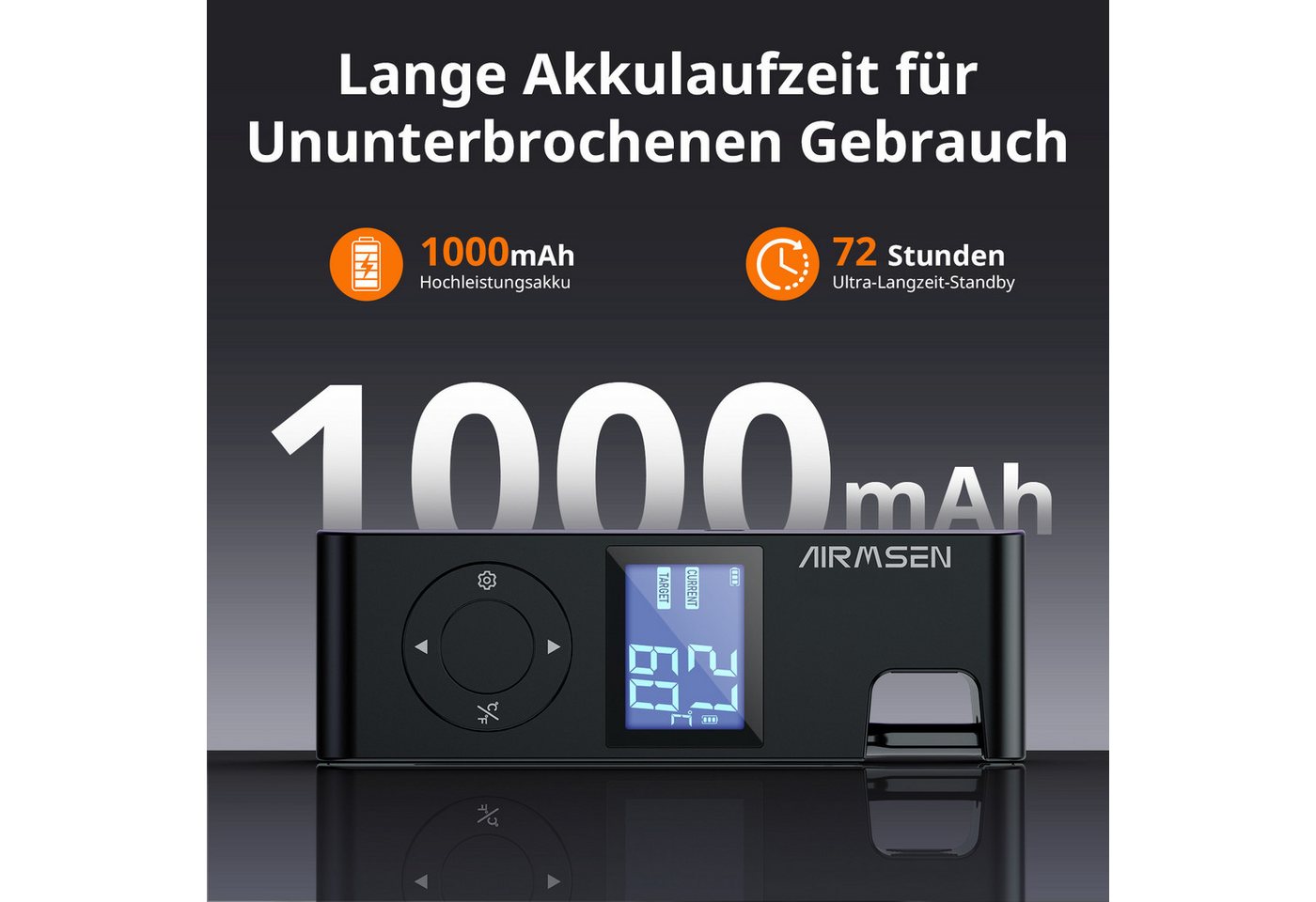 Airmsen Grillthermometer Fleischthermometer Kabelloses Grillthermometer Bluetooth - 1000mAh, mit Hitzebeständigem Keramikgriff & LCD-Display 150m Fernüberwachun – Bild 3 von 5