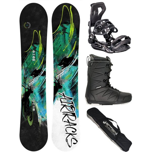 Airtracks Snowboard Set Stronger Zero Flat Rocker Wide »Mod. 26/27 (Snowboardset Stronger Rocker+Bindung Master+Boots+Bag, 4 St., 4er Pack), Board + Bindung Mas