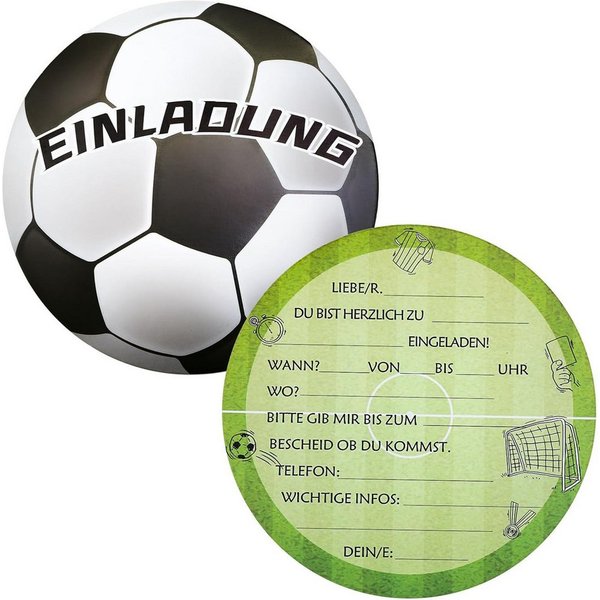 aitsite Einladungskarten 12er Set Einladungskarten Kindergeburtstag Fußball Design Party Karten, 12er Set Fußball Einladungskarten Kindergeburtstag, beschreibba