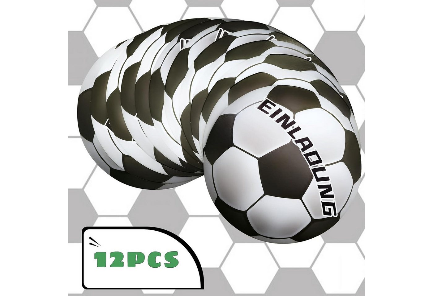 aitsite Einladungskarten 12er Set Einladungskarten Kindergeburtstag Fußball Design Party Karten, 12er Set Fußball Einladungskarten Kindergeburtstag, beschreibba – Bild 4 von 5