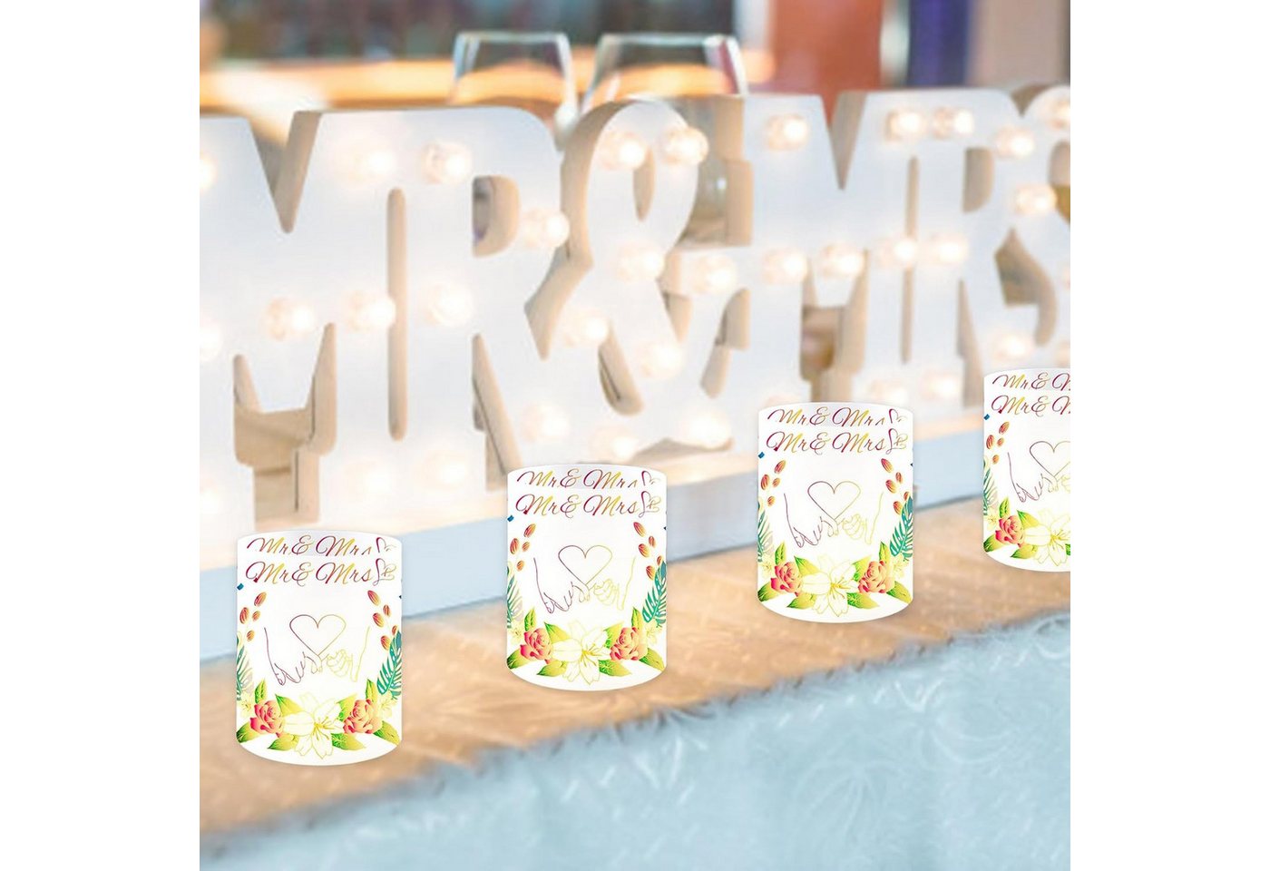 aitsite Windlicht 12er Set Papier Laternen Tischdeko Hochzeit Eukalyptus Event Deko (Dekorationsset Papierlaternen für Hochzeit und Feier, 12 Stück Papierlatern – Bild 2 von 5