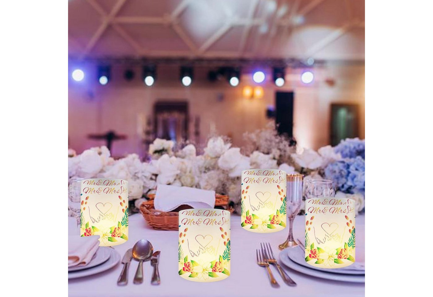 aitsite Windlicht 12er Set Papier Laternen Tischdeko Hochzeit Eukalyptus Event Deko (Dekorationsset Papierlaternen für Hochzeit und Feier, 12 Stück Papierlatern – Bild 5 von 5