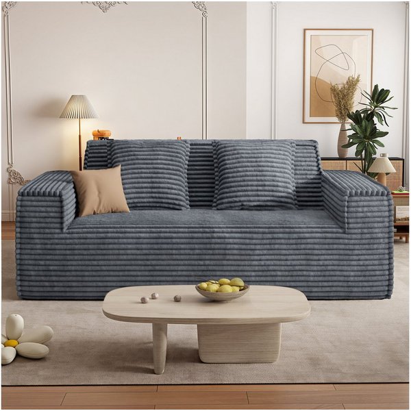 Aivermeil Sofa 2-3-Sitzer Kord-Sofa, montagefrei, 1 Teile, All-in-One Cloud-Sofa mit 2 Kissen für Wohn- & Schlafzimmer