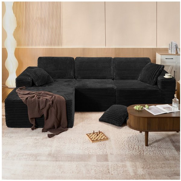 Aivermeil Sofa Modernes Modulares Wolkensofa 282cm L-Form, Bodensofa, Ecksofa 3–4 Sitzer ohne Montage für Wohn- und Schlafzimmer