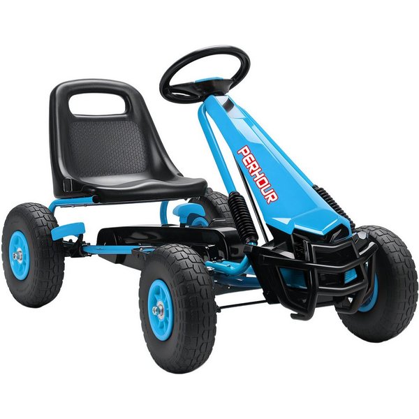 AIYAPLAY Go-Kart Tretauto mit Handbremse, verstellbarem Sitz, Pedalantrieb, für Kinder 3-8 Jahren, Blau