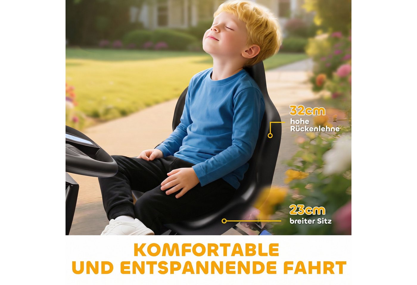 AIYAPLAY Go-Kart Tretauto mit Handbremse, Vor- und Rückwärtsgang, Tretfahrzeug, für Kinder 3-6 Jahren Blau – Bild 5 von 5