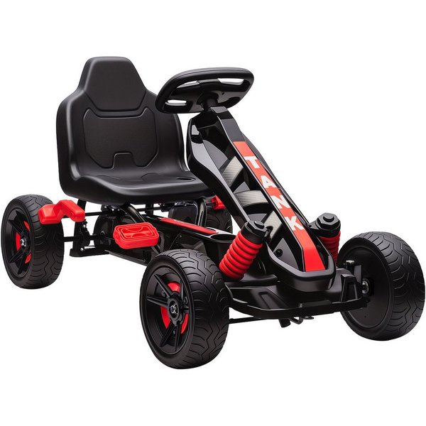 AIYAPLAY Go-Kart Tretauto mit Handbremse, Vor- und Rückwärtsgang, Tretfahrzeug, für Kinder 3-6 Jahren Rot