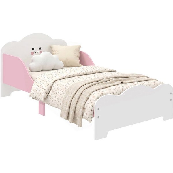 AIYAPLAY Kinderbett Kleinkindbett mit Rausfallschutz und Lattenrost, Jugendbett, Rosa (Einzelbett, 1-tlg., Bett mit Schutzgitter, ohne Matratze), Montessori-Bod