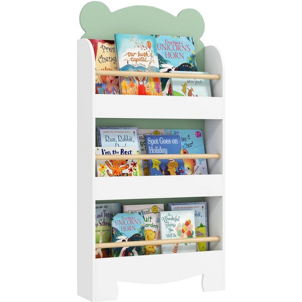 AIYAPLAY Kinderregal Bücherregal Kinder, Kinderregal mit 3 Regal, Bücherregal Kinder 1-tlg., für Bücher Spielzeug Kinderzimmer, 55 x 15 x 110 cm, Grün