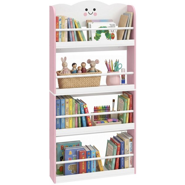 AIYAPLAY Kinderregal Bücherregal Kinder, 4 Etagen, Spielzeugregal, Zuckerwatte-Design, Kinderzimmerregal 1-tlg., Anti-Kipp-Kit, platzsparend