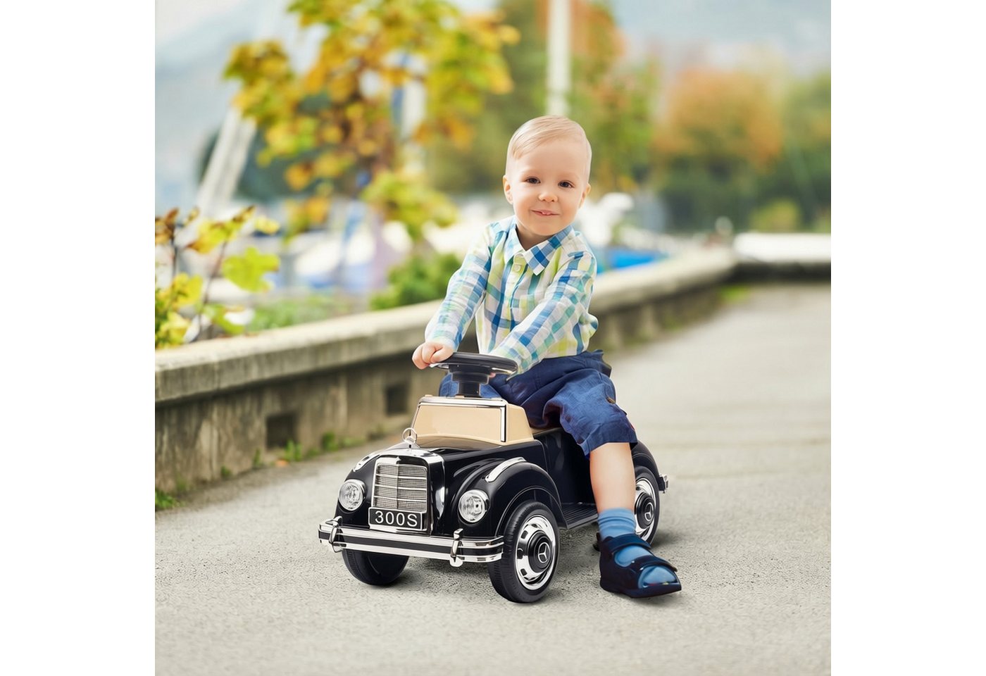 AIYAPLAY Rutscher Rutschauto, Rutscher mit Stauraum, Kippschutz für 18-48 Monaten, (Kinderfahrzeug, 1-tlg., Kinderauto), Schwarz 77,5 x 41,5 x 45 cm – Bild 2 von 5