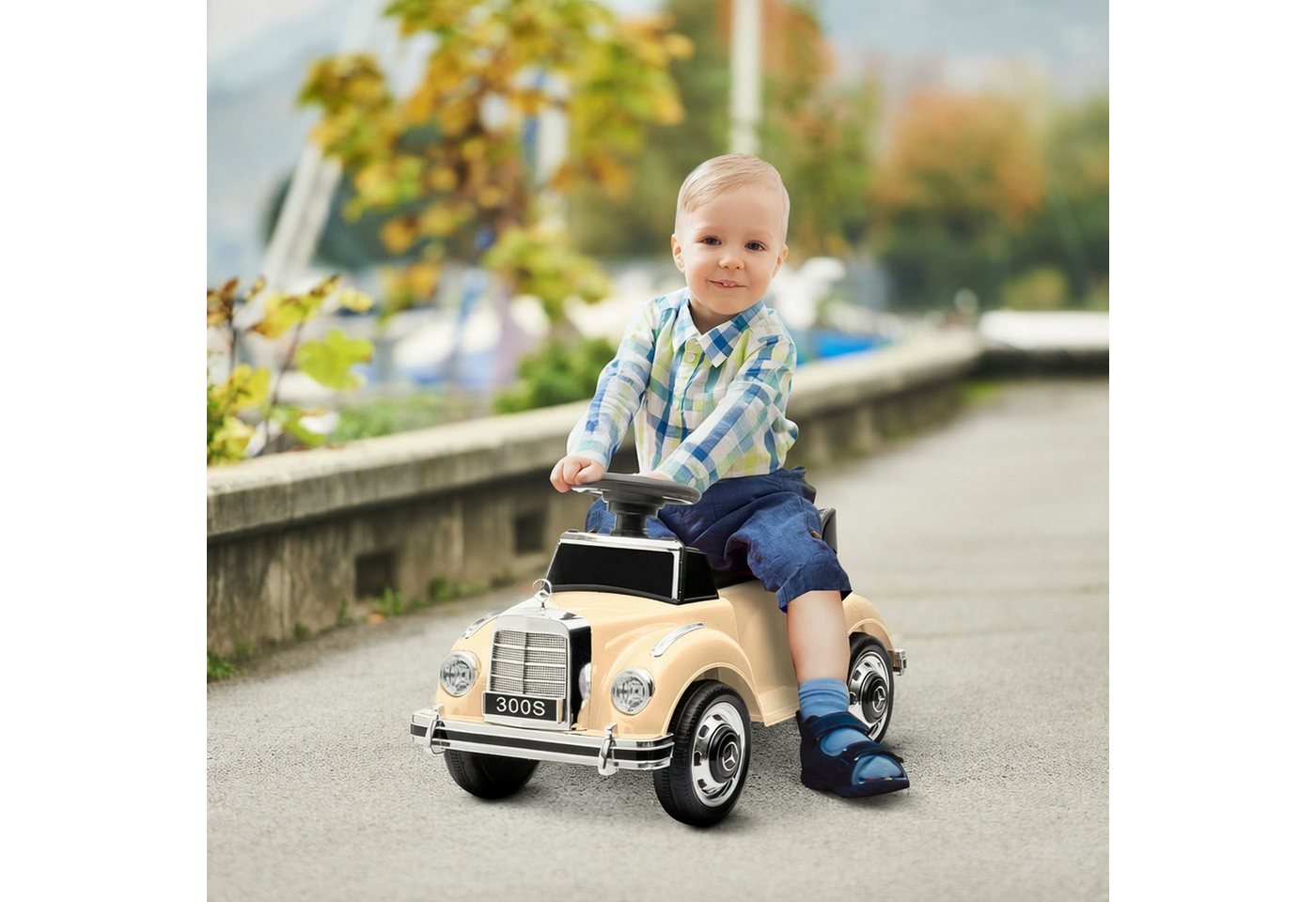 AIYAPLAY Rutscher Rutschauto, Rutscher mit Stauraum, Kippschutz für 18-48 Monaten, (Kinderfahrzeug, 1-tlg., Kinderauto), Beige 77,5 x 41,5 x 45 cm – Bild 2 von 5