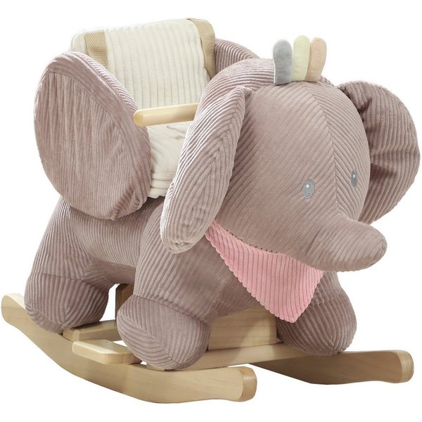 AIYAPLAY Schaukeltier Elefant Schaukel, interaktive Tiergeräusche, weiche Füllung, (1 tlg), für Kinder 1,5-3 Jahre, max. 25 kg, Braun